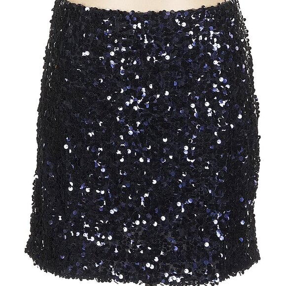 Express Black Sequin Mini Skirt - Picture 1 of 5
